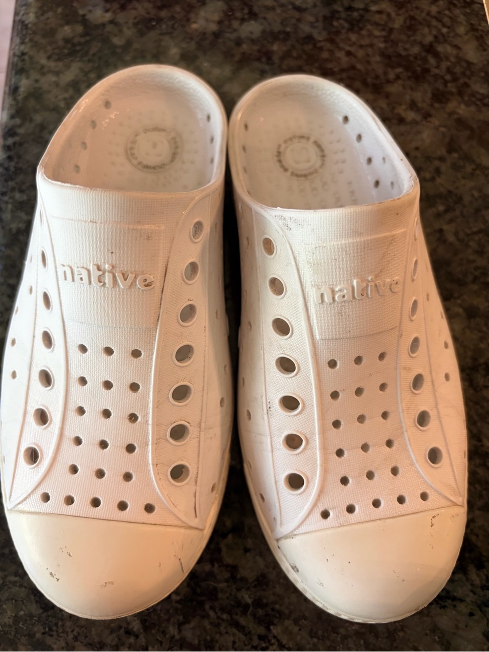 Native Kids White Slip-On Water Shoes with Perforated Design